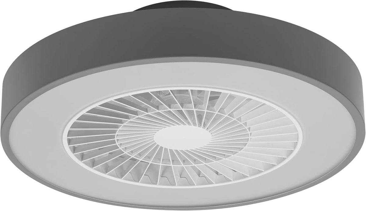Osram WiFi Deckenventilator mit LED Lampe, 78W, Lichtfarbe warmweiß bis tageslichtweiß, 2500 Lumen, WiFi-Steuerung & Fernbedienung, dimmbar, grau