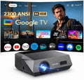 Google TV Smart Beamer 4K für Heimkino Tageslicht 2300 ANSI Ultra HD ToF Autofokus HDMI ARC NFC Dolby LED Projektor AI Cooling, WiFi6 für Outdoor