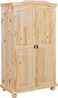 Inter Link, Kleiderschrank, Kiefer massiv, Garderobenschrank -Landhaus Still, Wäscheschrank, Mehrzweckschrank, Schlafzimmerschrank, 2 Türig, Genf