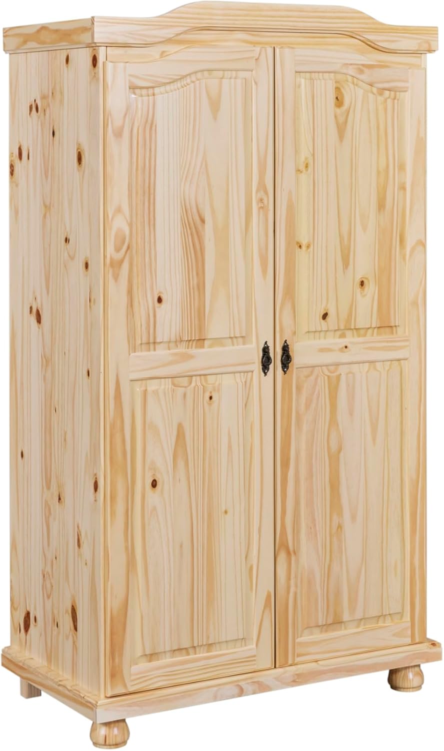 Inter Link, Kleiderschrank, Kiefer massiv, Garderobenschrank -Landhaus Still, Wäscheschrank, Mehrzweckschrank, Schlafzimmerschrank, 2 Türig, Genf