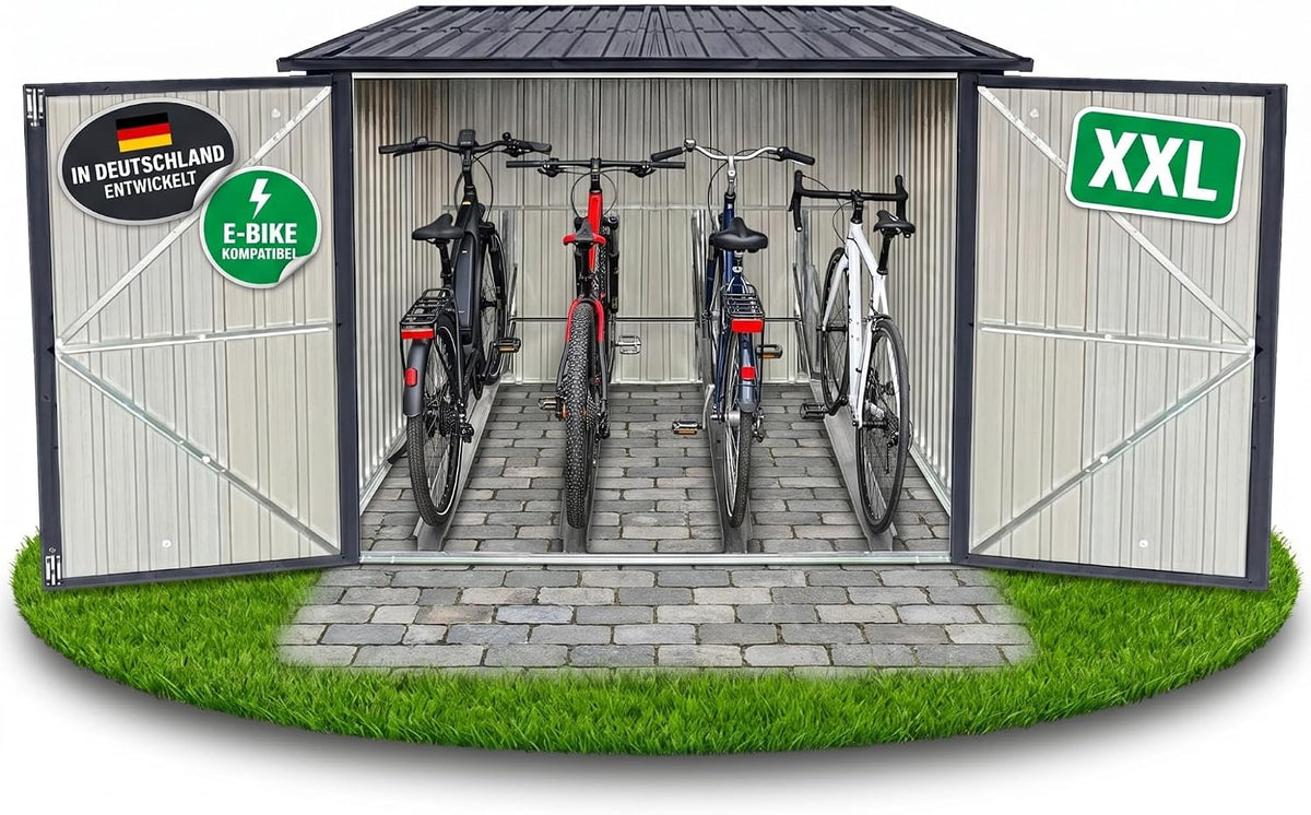ALBATROS XXL Fahrradgarage Metall, RAL7016, 4 Fahrräder, abschließbar