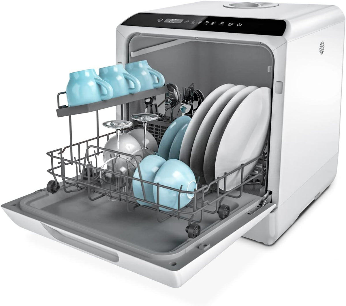 Hermitlux Mini Geschirrspüler 6 Programmen, 4 Gedecke, Warmlufttrocknung