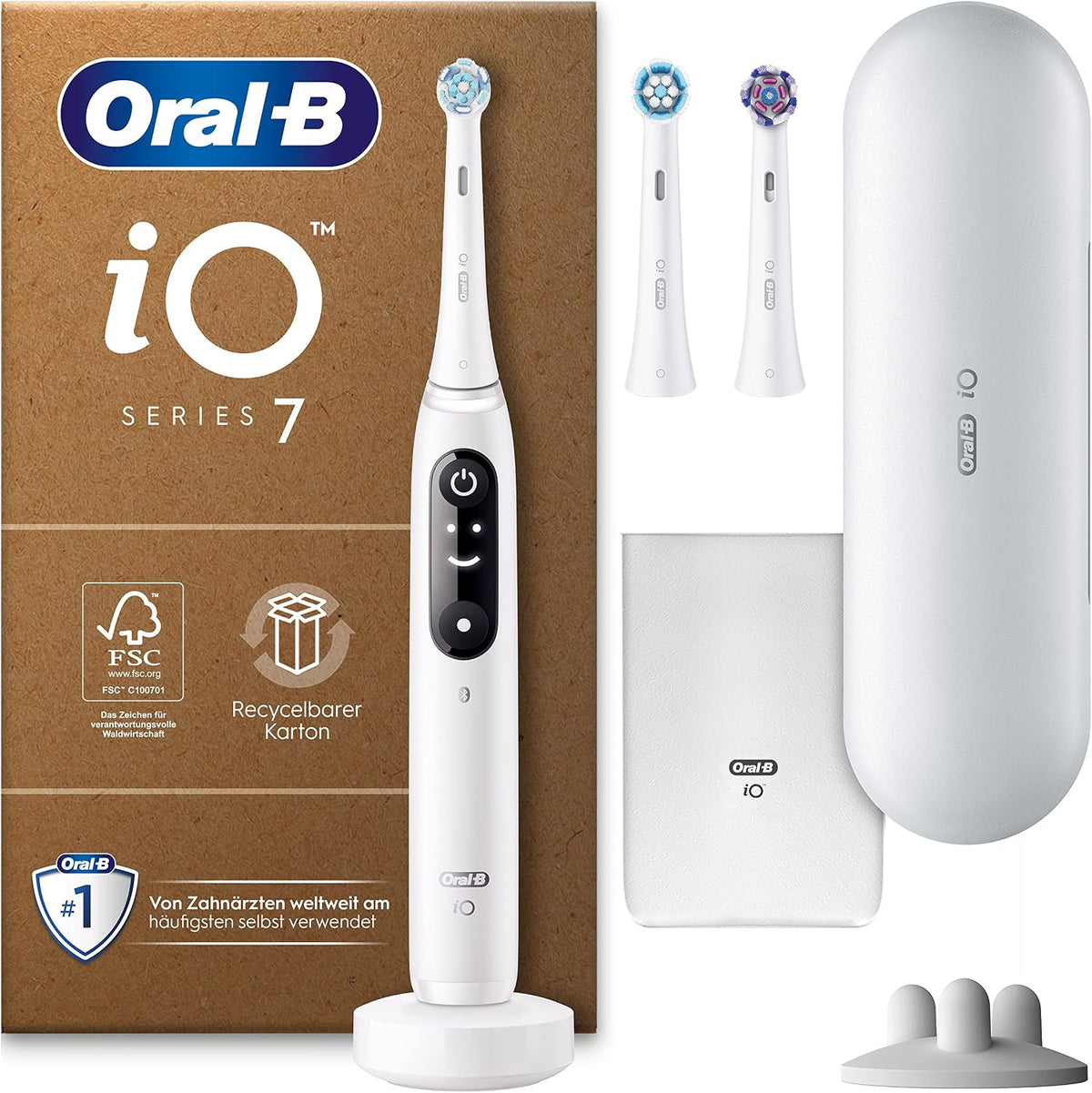 Oral-B iO Series 7 Plus Edition Elektrische Zahnbürste, 5 Putzmodi für Zahnpflege, Electric Toothbrush, PLUS 3 Aufsteckbürsten, Reiseetui