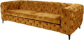 Sofa MODERN BAROCK, 235cm, senfgelb, Samt Chesterfield Pappelholz