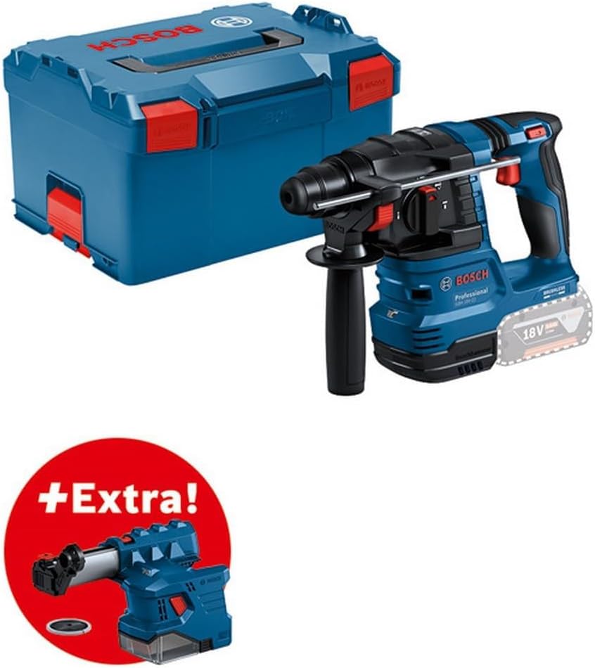 Bosch Professional 18V System Akku Bohrhammer GBH 18V-22 (mit SDS plus, inkl. GDE 18V-12, ohne Akku/Ladegerät), KickBack Control und Vibration Control