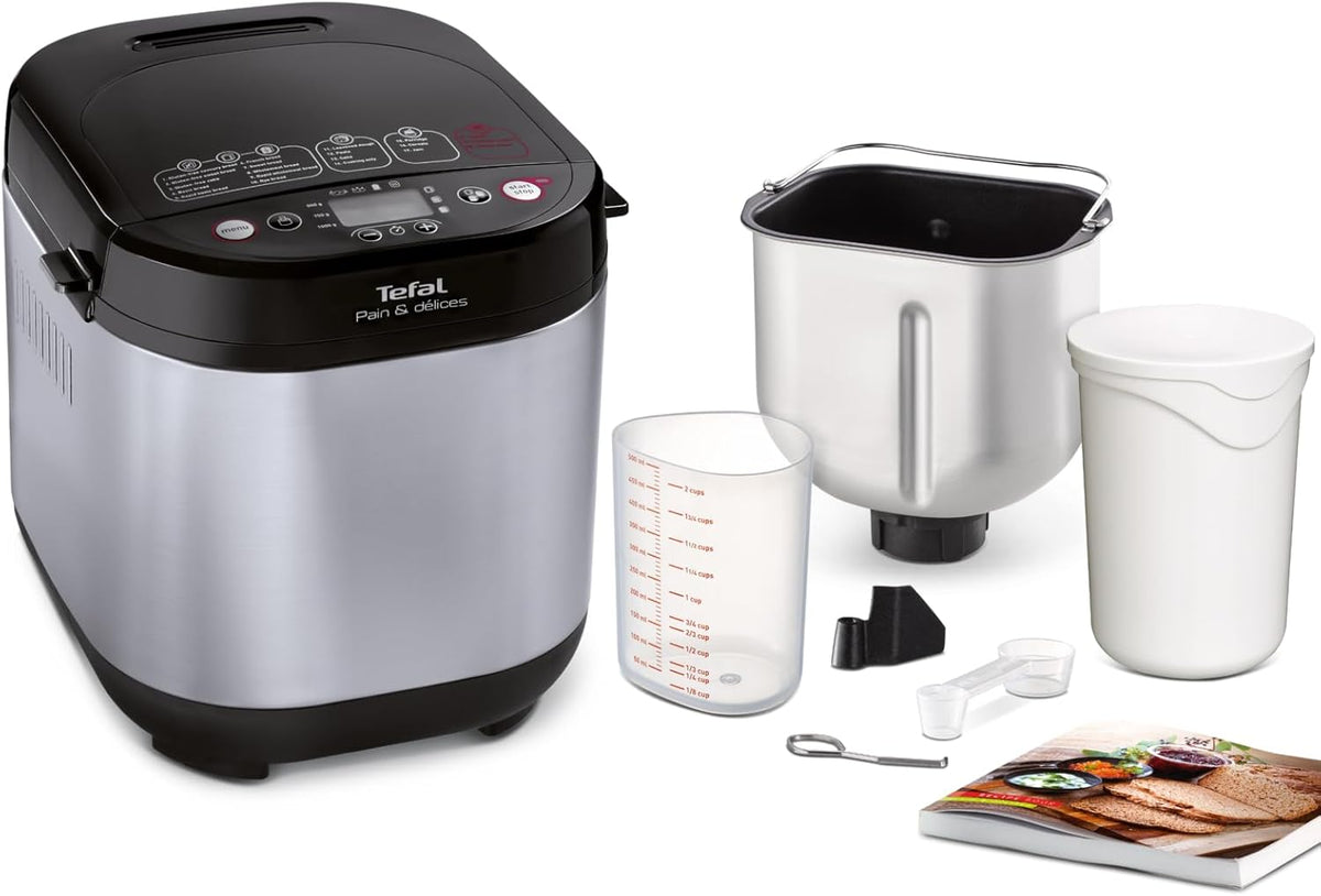 Tefal Brotbackautomat Pain & Délices, PF240E, auch für Kuchen, 20 Backprogramme, 3 Brotgrößen und Bräunungsstufen einstellbar, Pizza, Nudelteig