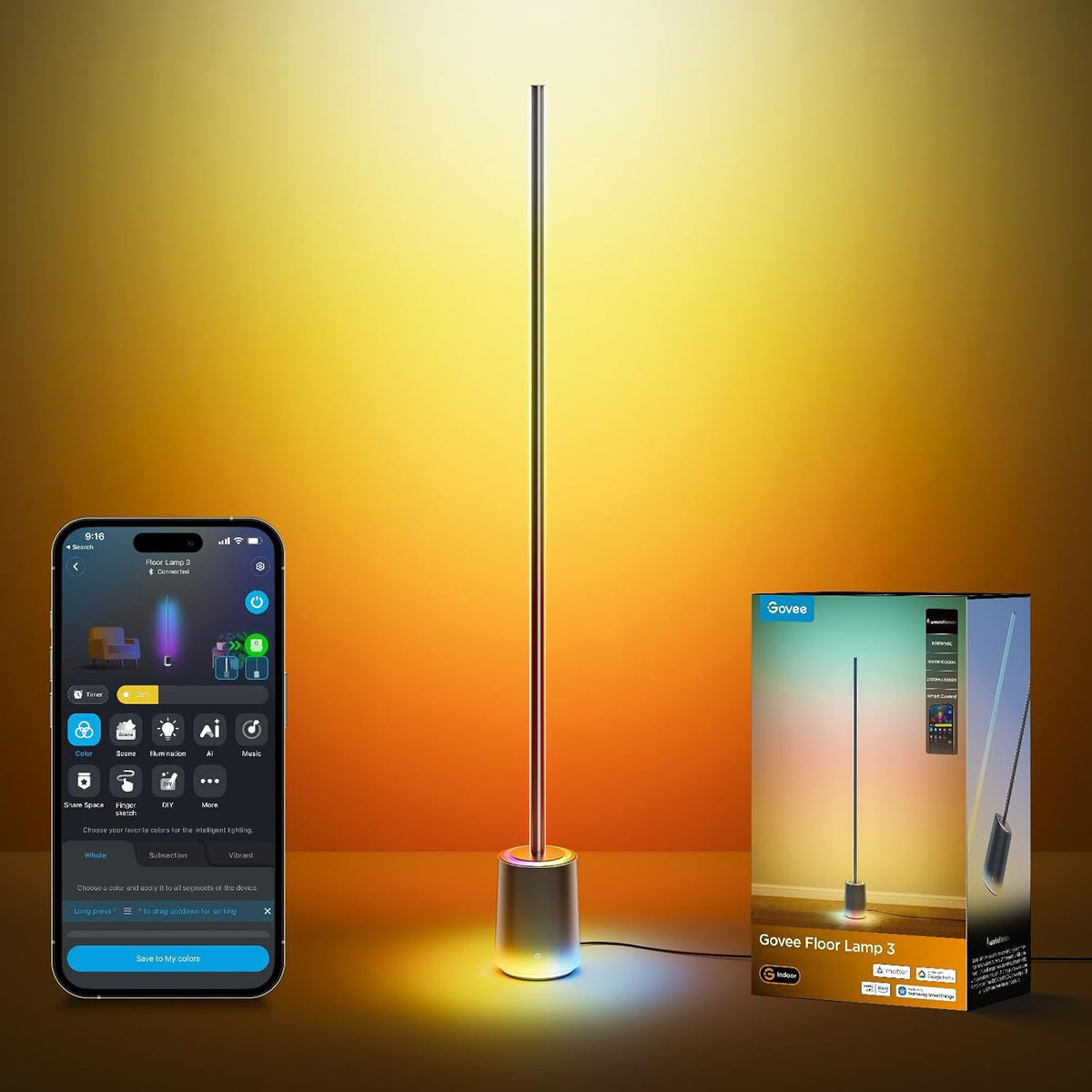 Govee Stehlampe 3 mit LuminBlend+ Technologie, RGBWWIC 2100lm Standleuchte