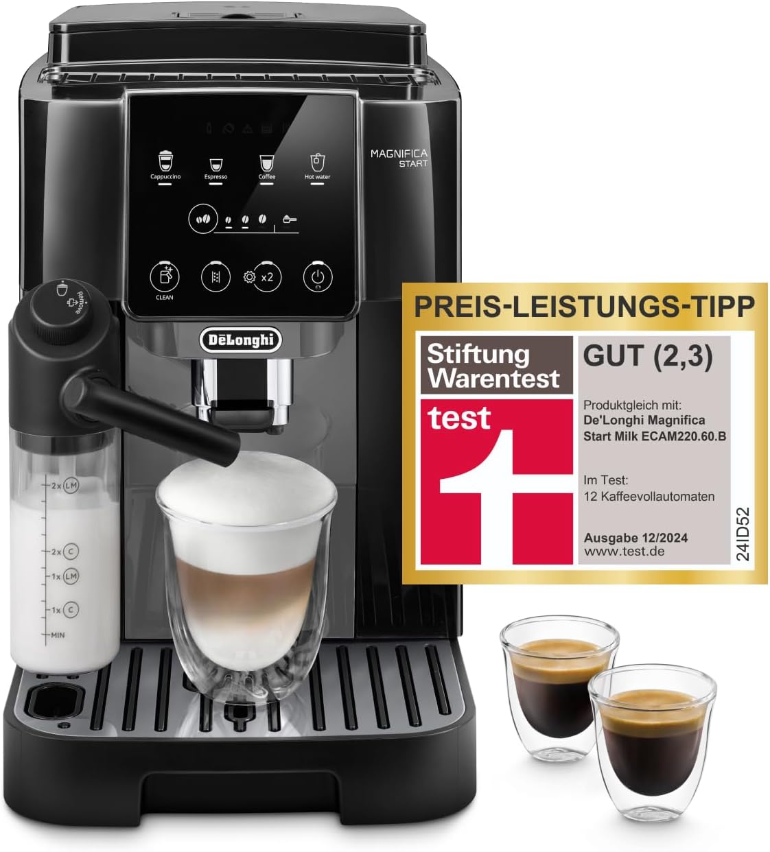 De'Longhi Magnifica Start, Kaffeevollautomat 4 Getränke Schwarz-Grau