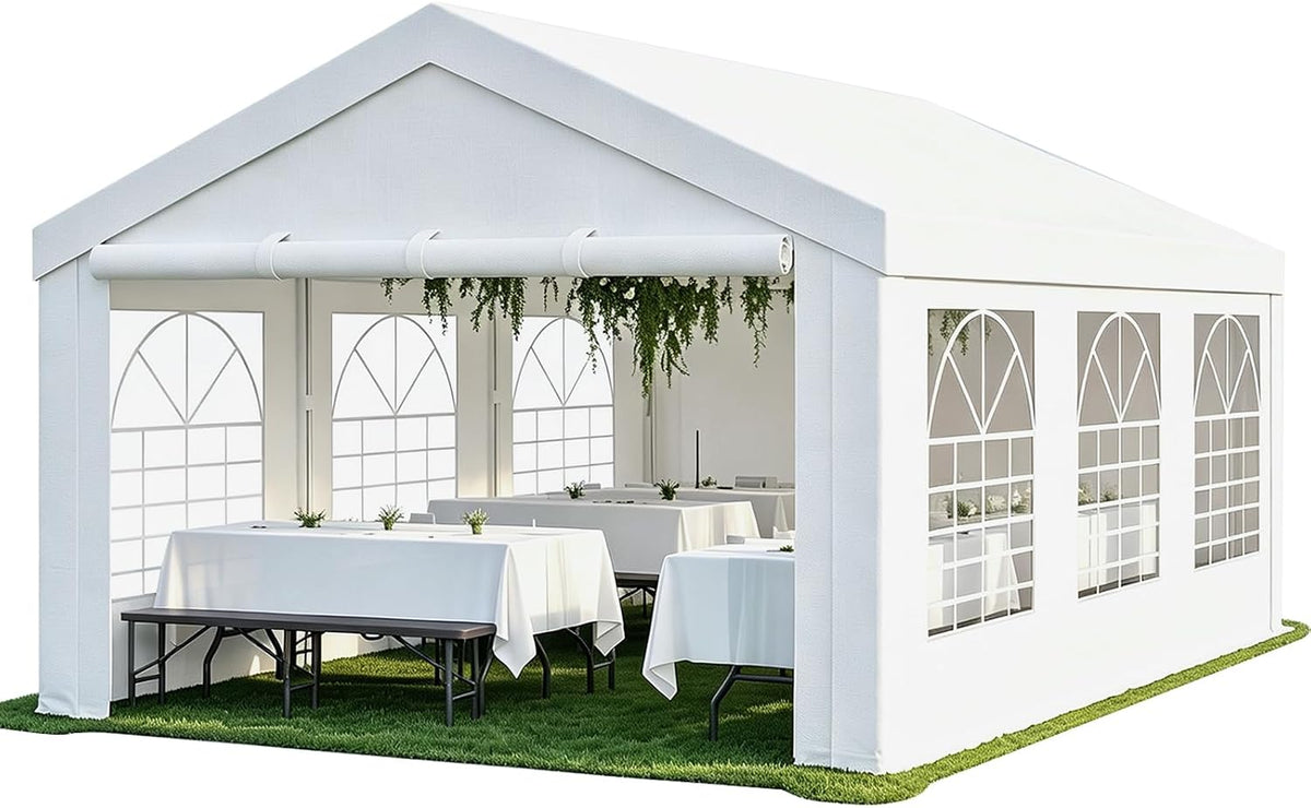 JUMMICO Pavillon Partyzelt 4x6 Wasserdicht Stabil PE Plane 450 N 170g Gartenzelt UV Schutz 50+ Zelt Festzelt Bierzelt Gartenpavillon für Garten, Party