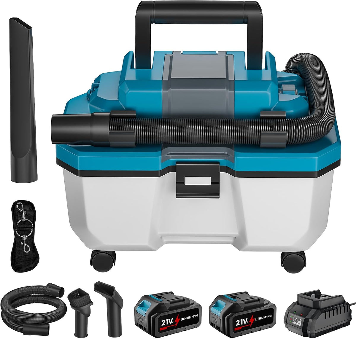 Akku-Nass-Trockensauger für Makita 18V Batterie, Auto und Werkstatt (3000mah Akku*2), 15kpa, 10L Tragbarer Werkstattsauger für Zuhause, Universaldüse
