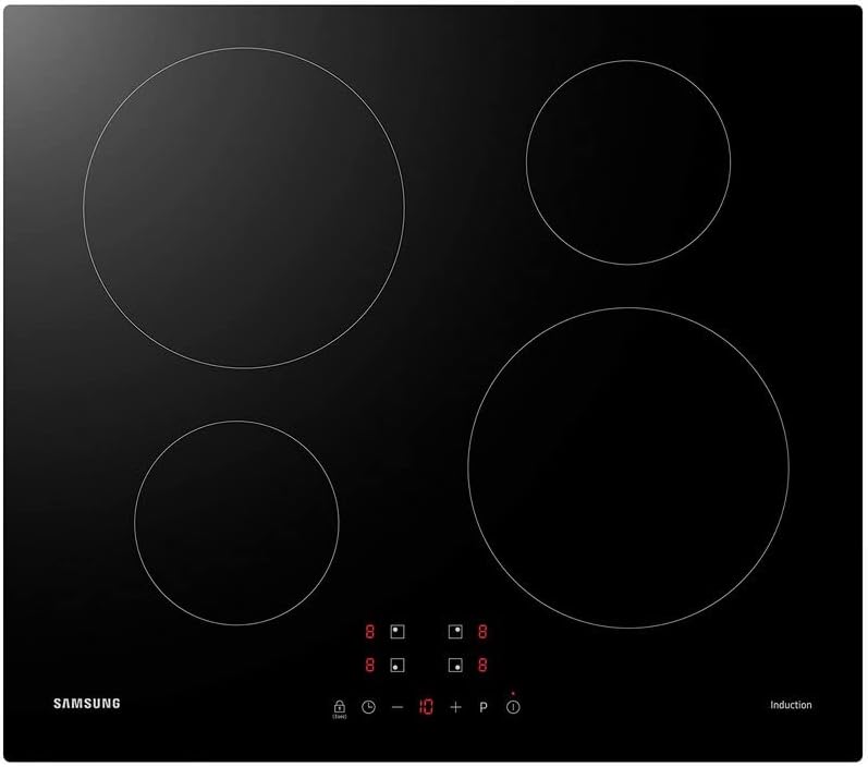 Samsung NZ64M3NM1BB Autarkes Induktionskochfeld, 60 cm große Herdplatte aus Glaskeramik, 4 Kochzonen mit Touch Steuerung, Rahmenlos, 9 Leistungsstufen
