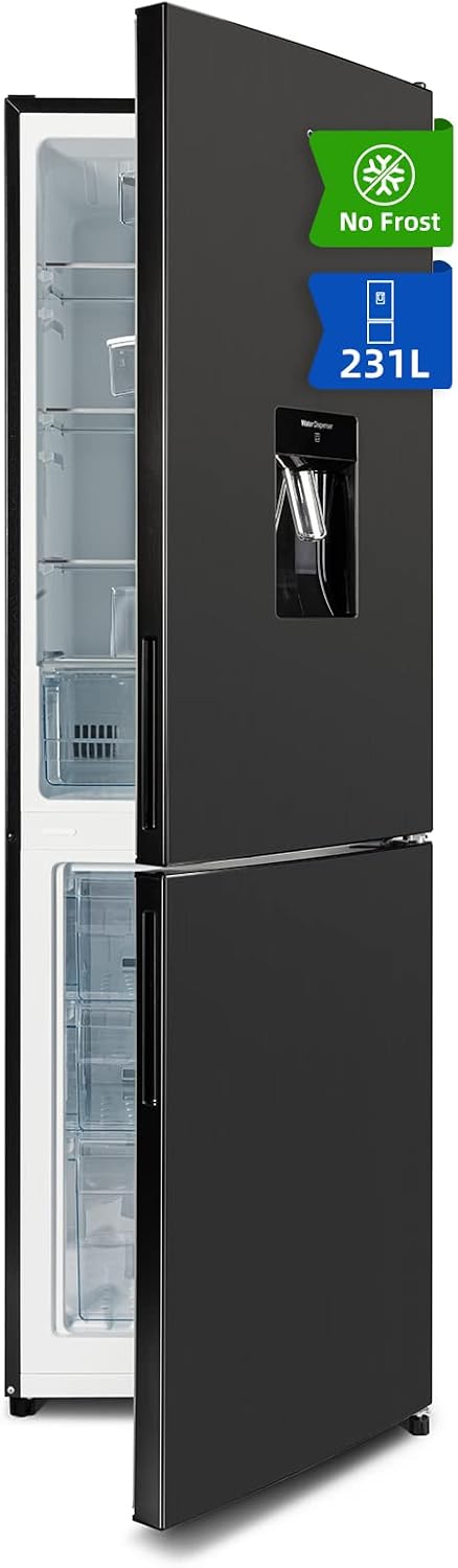 CHIQ Kühlschrank mit Wasserspender, 231L(161/70L), 170cm Höhe, 4-Sterne-Gefrierfach, FBM228NE4DE, Kühl-Gefrierkombination, No Frost, Frischhaltebox