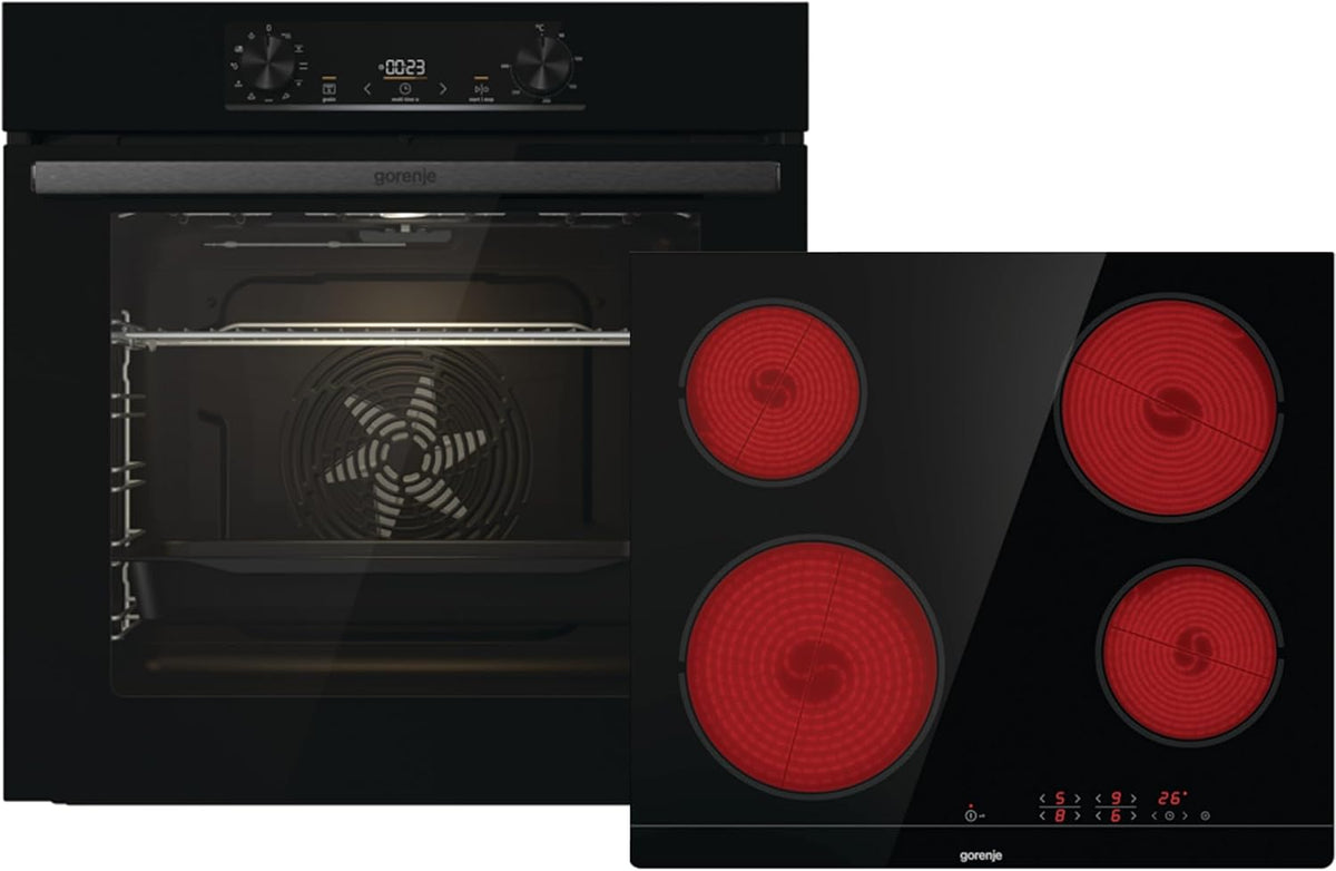 Gorenje Einbaubackofen-Set Jump Set Aqua/C/Kombination aus autarkem Kochfeld ECT641BSC und Einbau-Backofen BO6735E02BK /77L/Pizzamode