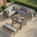 LANOX Aluminium Gartenlounge Set mit Tisch, 5-teiliges Lounge Gartenmöbel für 6–8 Personen, für Terrasse, wetterfest & UV-beständig, Grau