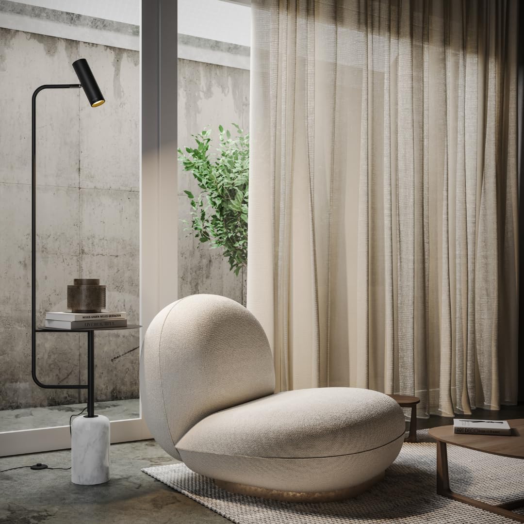 NEONA ARTEMIS LED Stehleuchte mit Beistelltisch, 2-in-1 Stehlampe mit beweglichem Leuchtelement, warmweiß 2700K, 150 cm, Fuß in Marmoroptik, 690 Lumen