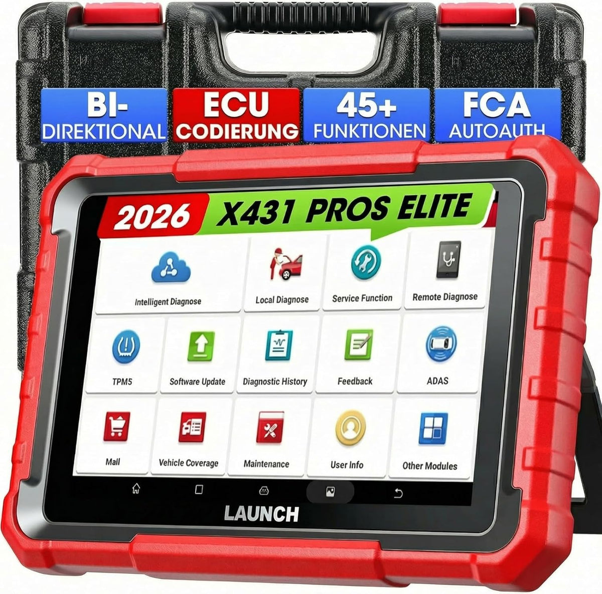 LAUNCH X431 PROS Elite OBD2 Diagnosegerät Auto, ECU-Codierung, Bidirektionales Vollsystem Diagnose Scanner, 45+ Dienst, CANFD&DOIP, FCA
