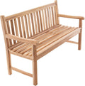 Divero Gartenbank 3-Sitzer Teakholz unbehandelt 150x60x90 cm Terrasse