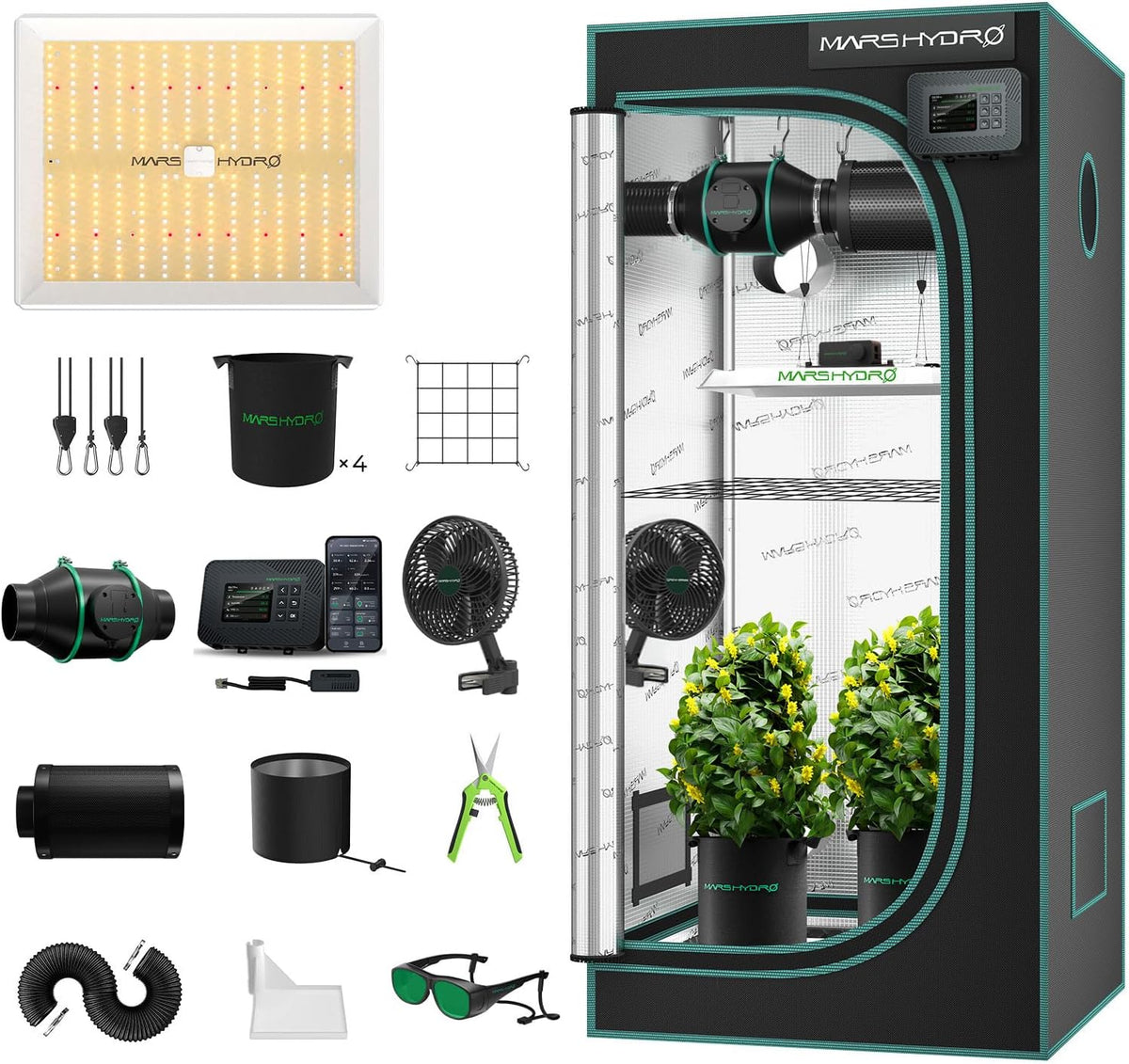 MARS HYDRO TS1000 Smart Growzelt Komplettset 80X80X160cm für Indoor-Anbau