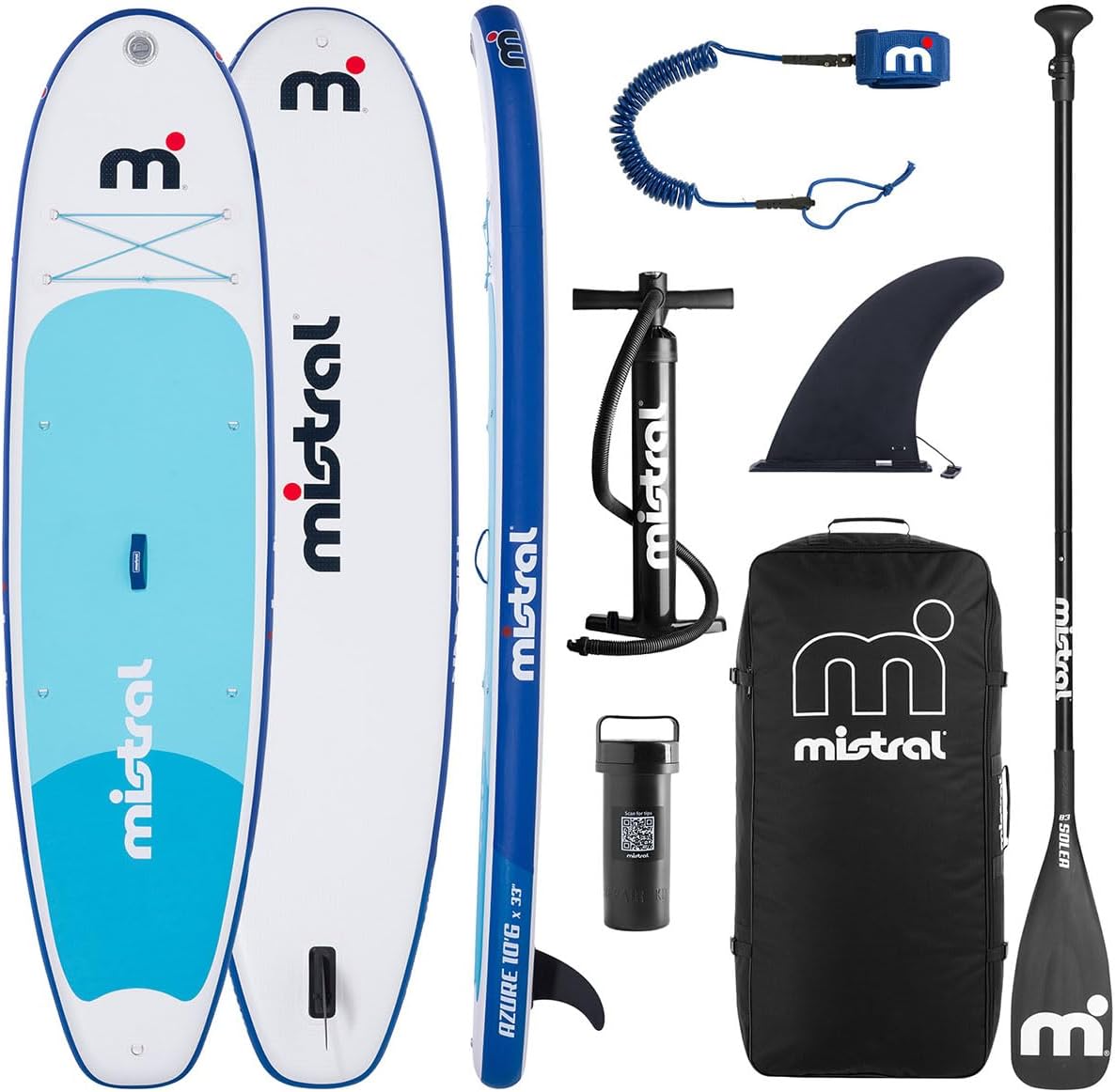 Mistral© SUP Board Set Azure 10'6, für Kinder & Erwachsene, Aufblasbar, Anfänger & Fortgeschrittene