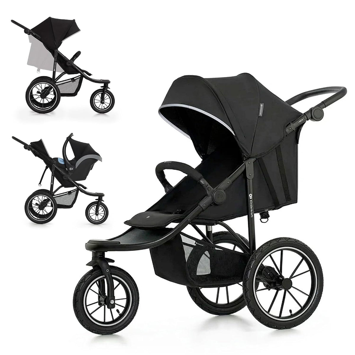Kinderkraft HELSI 2 Buggy bis 27 kg, Laufkinderwagen mit große Luftreifen, Buggy ab geburt, Liegefunktion, Verstellbarer Elterngriff, Zusammenklappen