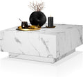 tectake Couch Tisch, 80 x 80 x 35 cm, Tisch Wohnzimmer, Room Decor in Marmor Optik, moderner Couchtisch, Beistelltisch, Wohnzimmertisch, Sofatisch