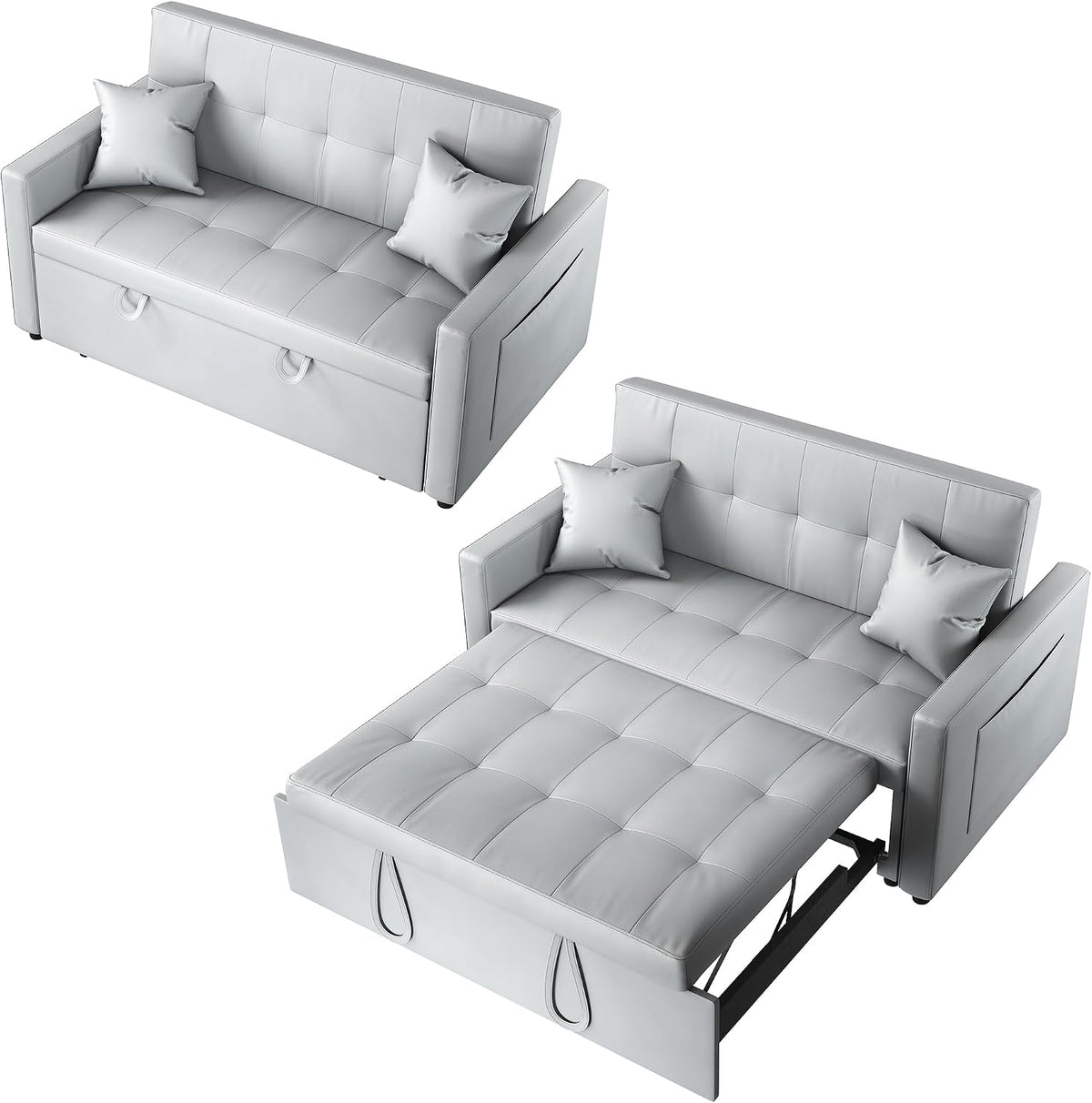 SONNI Sofa, 178x140x78cm, Schlafsofa mit Schlaffunktion, Klappbares Sofabett mit 3 Verstellbare Winkel, Couch mit 2 Kissen, für Wohnungen Wohnzimmer