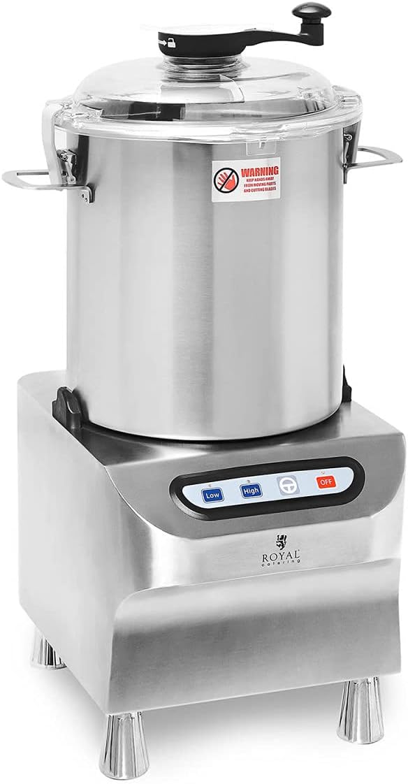 Royal Catering Tischkutter Edelstahl 2200 W 2 Geschwindigkeiten 1500/2200 U/min 18 l Pulse-Funktion Deckel mit Einfüllöffnung Fleischkutter