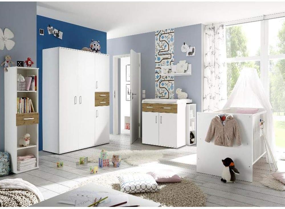 Sienna Kinderzimmer Komplett-Set 20064, Babyzimmer 7 TLG. Komplett Set Baby Komplettset mitwachsend (Asteiche)