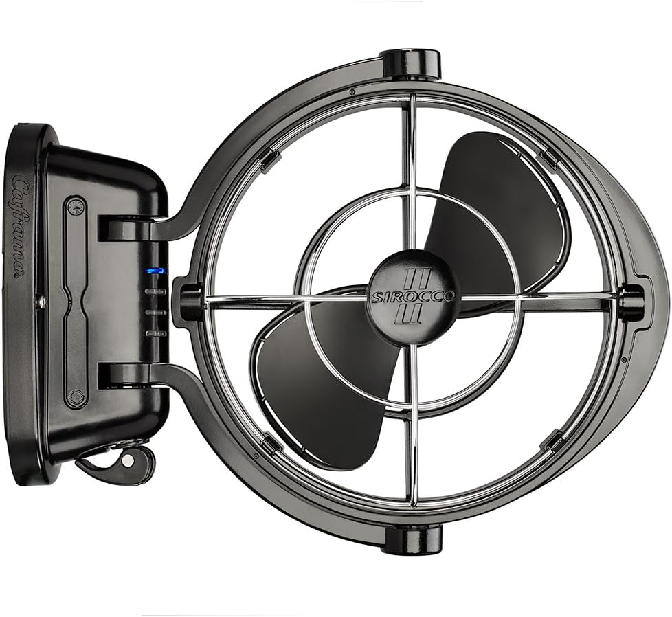 SEEKR Sirocco II, 12/24V, 7010CABBX, 3-Geschwindigkeit, 17,8 cm Klinge, 360 Grad Luftstrom, Direktdraht-Kardanventilator, 125/185 CFM, schwarz