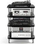 HiFi Rack aus Aluminiumlegierung Holz, 4-stufiger Plattenspieler Regal