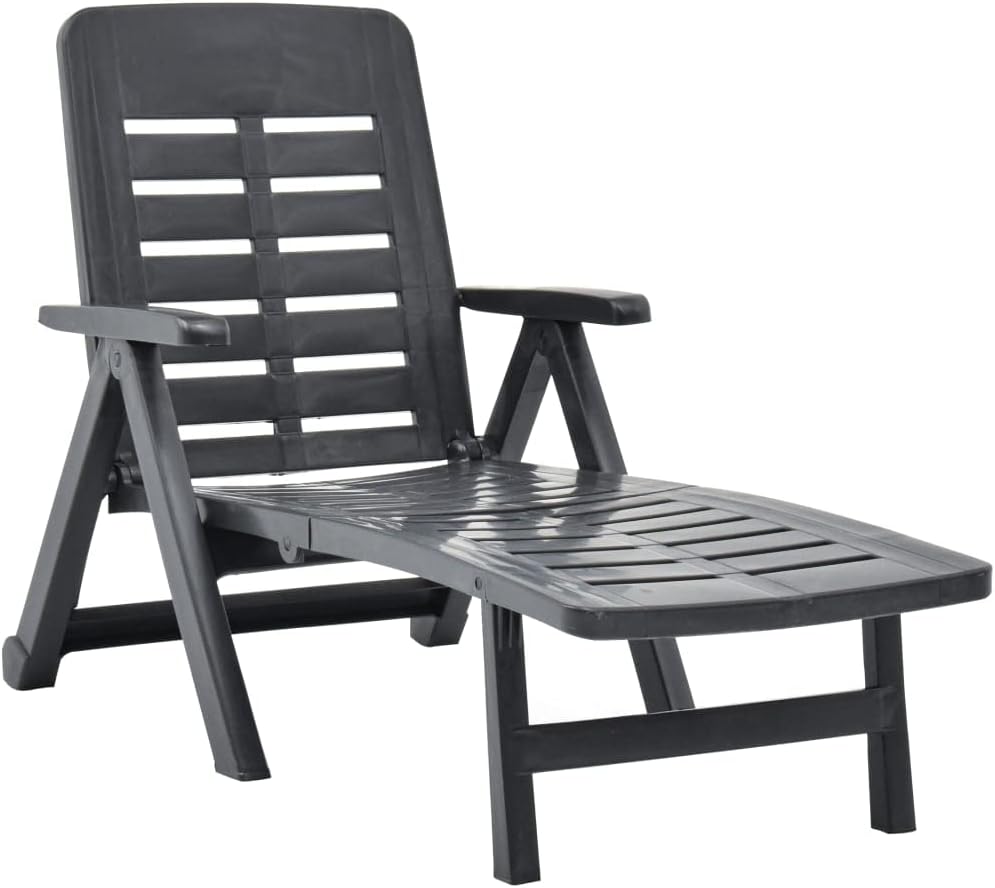 vidaXL Klappliege Klappbar Witterungsbeständig Sonnenliege Gartenliege Strandliege Liege Relaxliege Liegestuhl Gartenmöbel Kunststoff Anthrazit