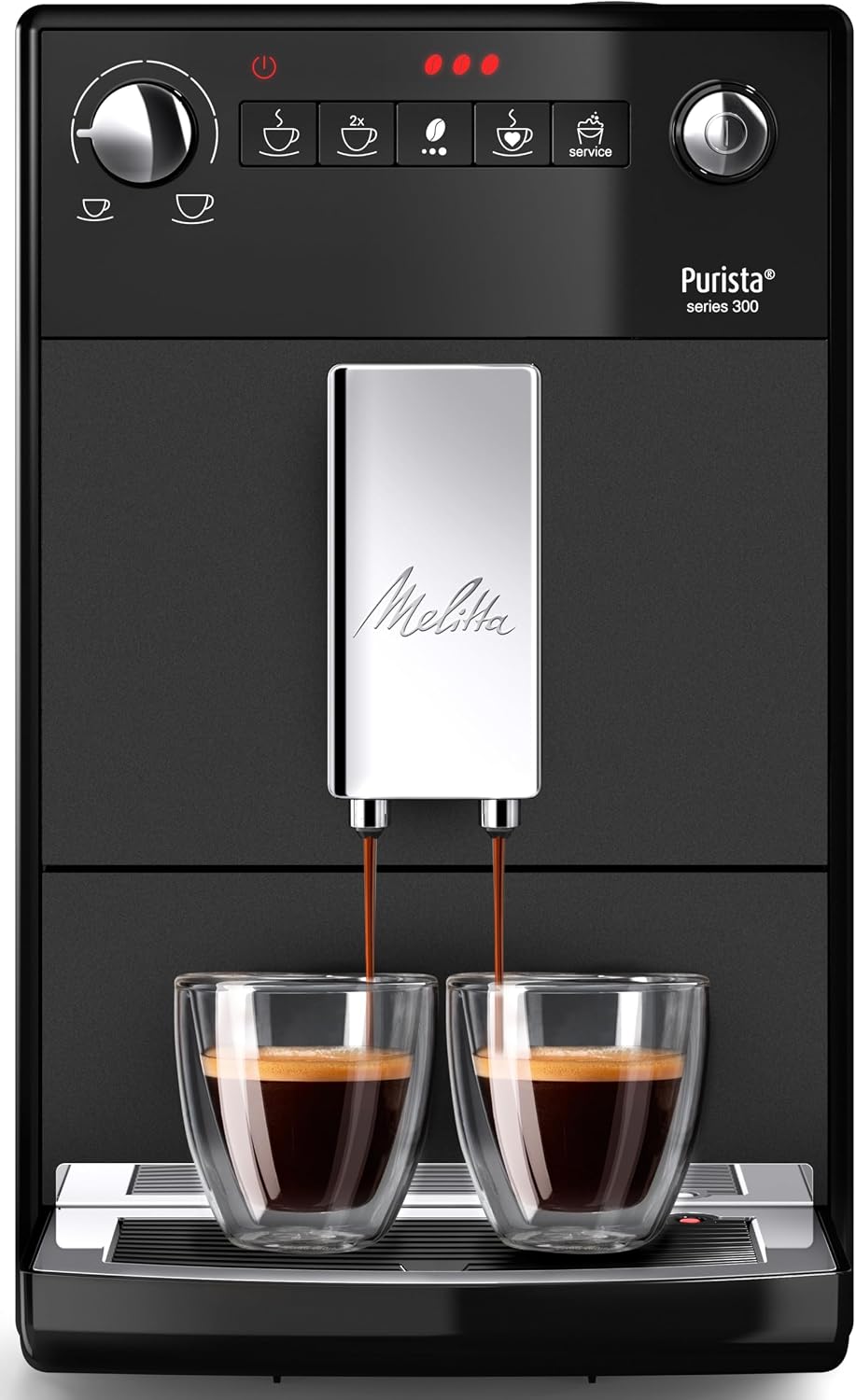 Melitta Purista Kaffeevollautomat, 1,2L Wassertank, Mattschwarz, Flüsterleises Mahlwerk, Individuelle Kaffeezubereitung, Kompakte Größe