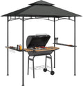Outsunny Grillpavillon mit LED 240 x 150 x 258cm Wasserabweisend Dunkelgrau