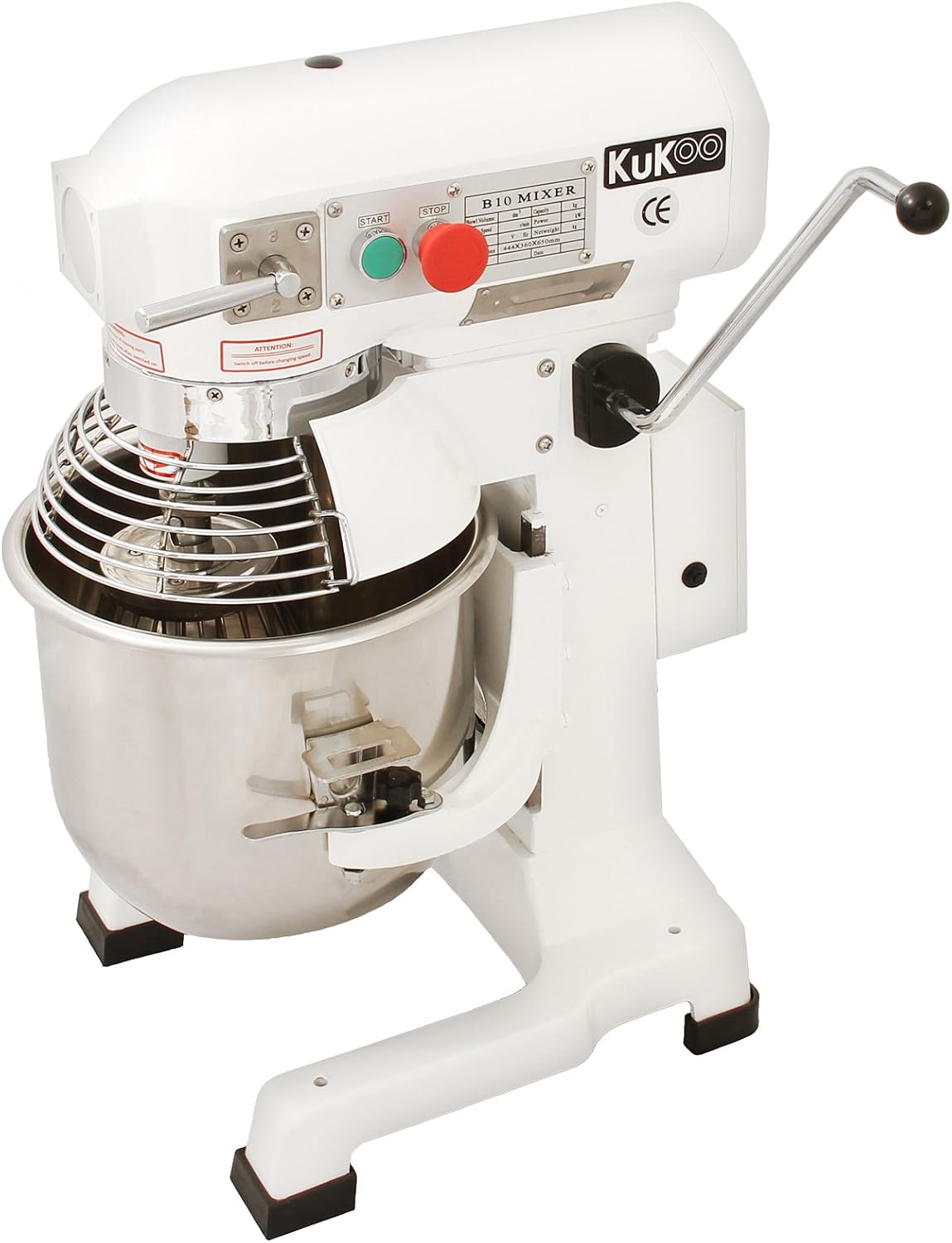 KuKoo Gastro 10L Planetenrührmaschine Spiral Rührmaschine Teigknetmaschine Knetmaschine Rührwerk Küchenmaschine Mixer mit Knetaufsätze Teigschaber