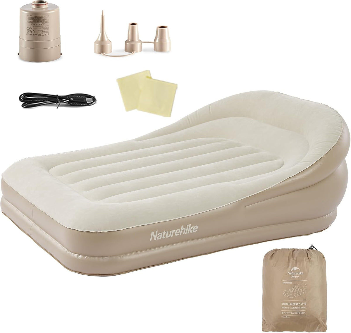 Naturehike Aufblasbares Sofa für Zuhause, Picknick im Freien mit integrierter Pumpe und 300 kg Tragfähigkeit bequemes Luftsofa für Drinnen & Draußen