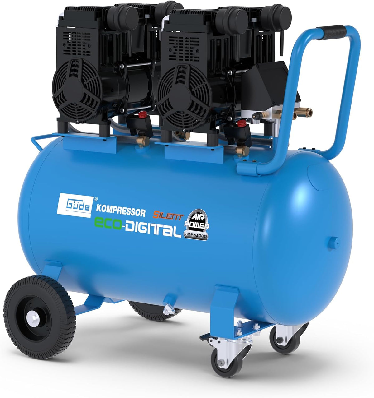 Güde Airpower 675/8/100 ED-SILENT Kompressor, 100 Liter Kessel, eff. Liefermenge bei 0 bar 588 l/min, Schalldruckpegel LPA 73 dB, 230 Volt