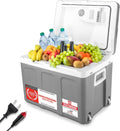 TZS First Austria, Kühlbox 45L elektrisch 12V 230V Anschluss für Auto & Steckdose, Mini Kühlschrank mit Rollen, Für Camping, Festivals, Reisen, Grau