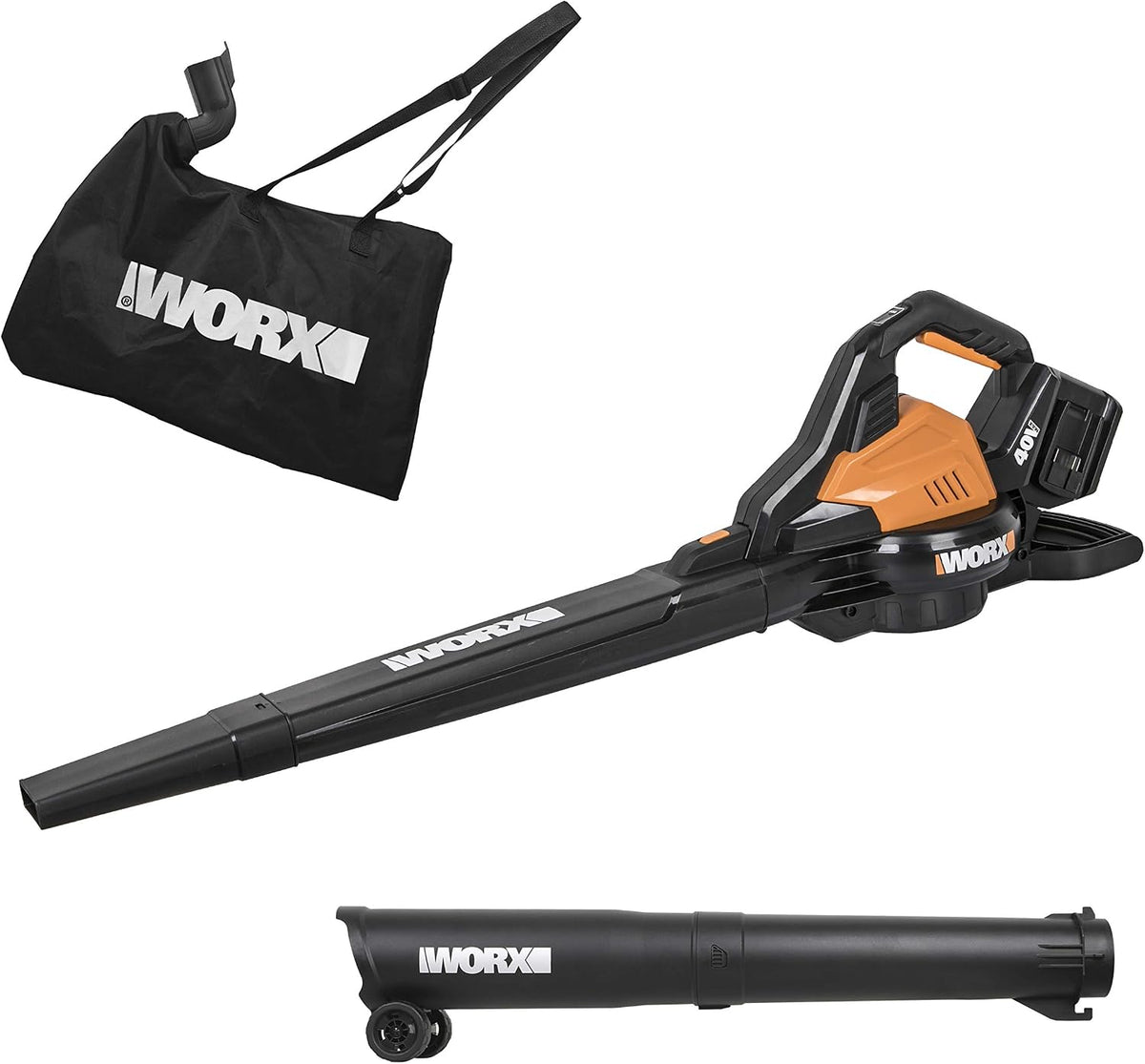 Worx WG583E.9 Bürstenloser Laubbläser/Vakuum mit 2 Batterien, 36 V (max. 40 V) (nur Werkzeug, Akku und Ladegerät separat erhältlich)
