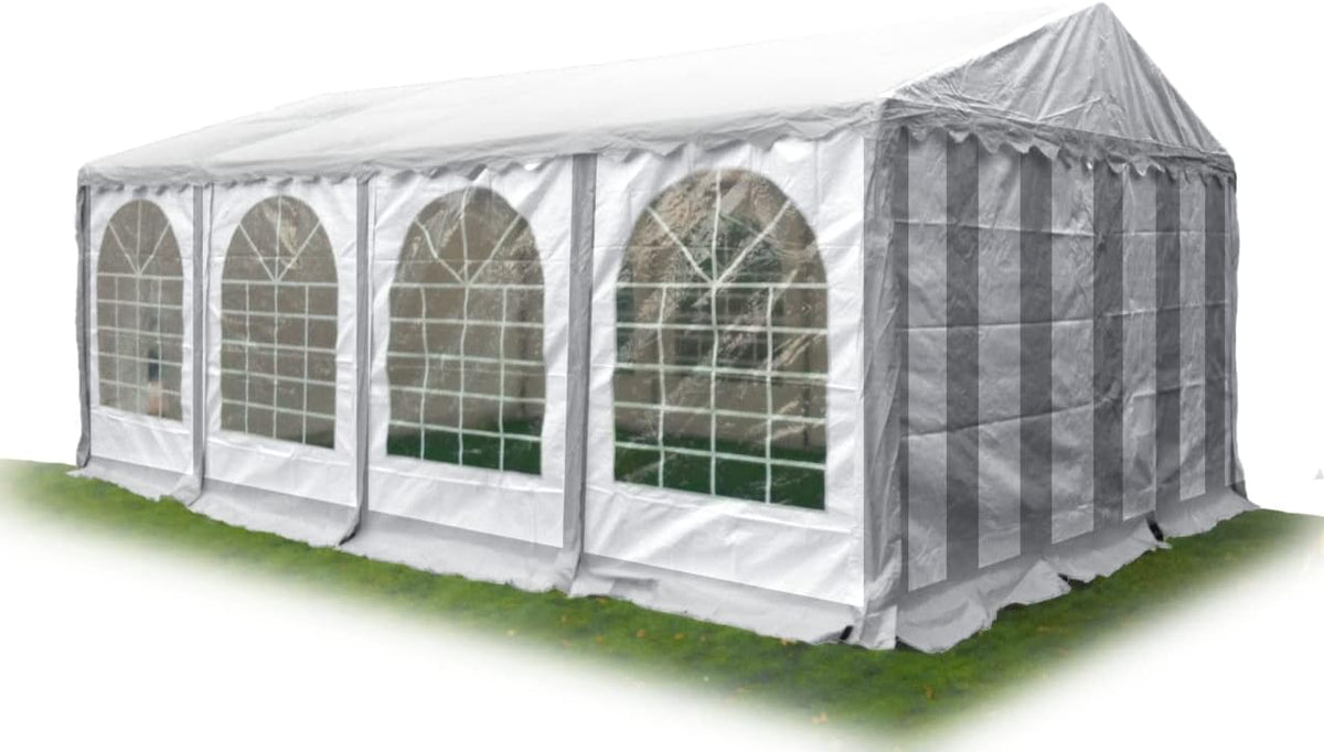 AMBISPHERE Partyzelt Classic Plus 5x10 m, wasserdicht -Pavillon PVC Plane 850 N, UV-Resistent & Feuerhemmend in mit 5 Jahren Garantie, Festzelt