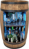 weeco Weinfass als Weinregal, Bar Tisch aus Holzfass, Weinschrank Barschrank LED RGB Leuchten