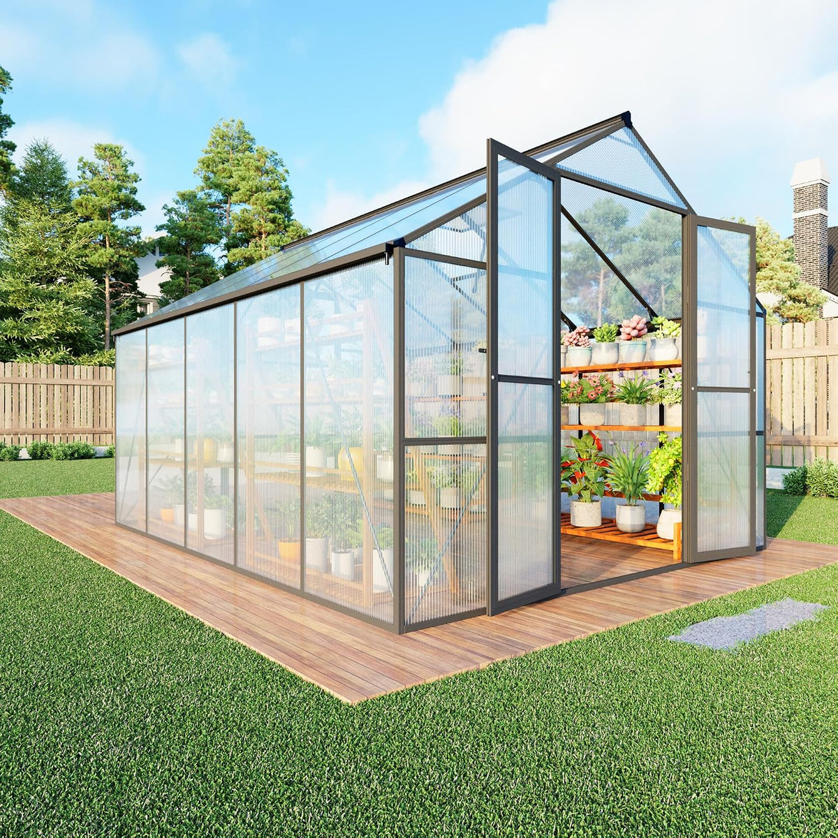 8X10 FT Walk-in Greenhouse, Heavy Duty Large Greenhouses for Outdoors