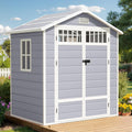 YITAHOME Gerätehaus Kunststoff 182x134x210cm, Gartenhaus Doppeltuer, Kaltgrau