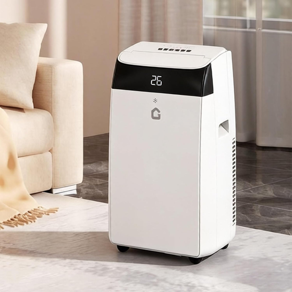 Garvee Mobile Klimaanlage 10000 BTU, 4-in-1 Klimagerät mit Kühlen & Entfeuchten & Ventilieren, Leiser Betrieb <50 dB, Digitaldisplay + Fernbedienung