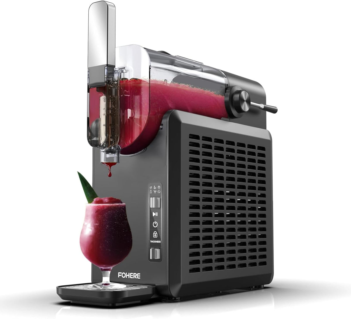 FOHERE Slush Maschine 2L für zu Hause, 5-in-1 Slushie Maschine mit 5 Einstellungen für Slush, keine Eiswürfel erforderlich, Selbstreinigung, Cocktail