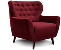 CAVADORE Sessel Abby / Retro-Polstersessel im Samt-Look mit Knopfverzierung / 87 x 89 x 88 / Samtoptik, rot