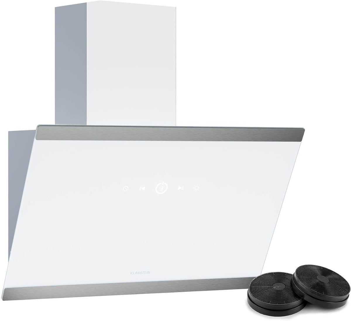 Klarstein FlashLine Dunstabzugshaube, 60 cm Kopffreihaube, 34,5 dB, Touchscreen, 578 m³/h Luftstrom, A++ Energieeffizienz, LED-Beleuchtung, Weiß