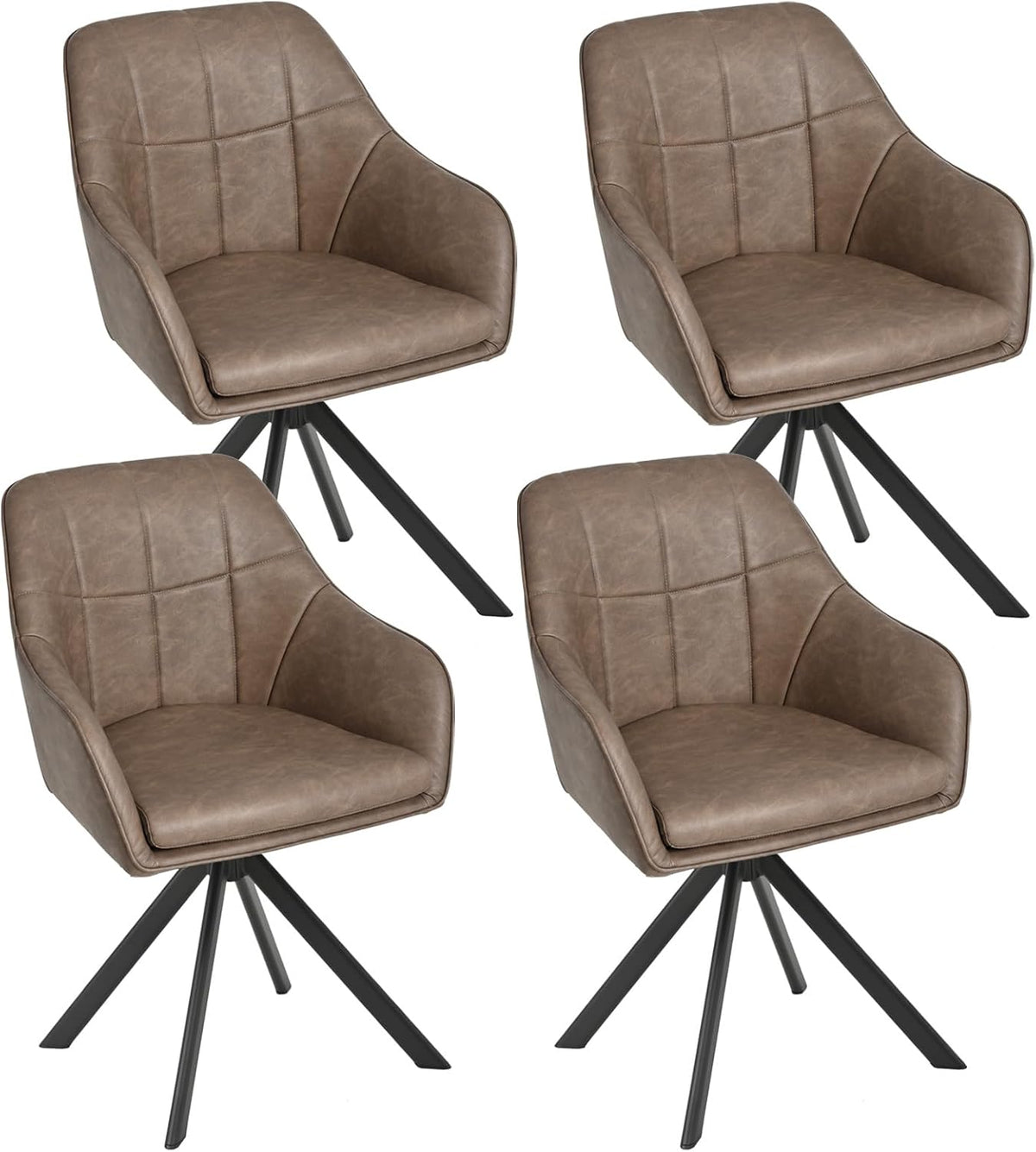 Esszimmerstühle drehbar mit Armlehne 4er Set Küchenstuhl drehbar Polsterstuhl Drehstuhl Esszimmer aus Kunstleder mit Metallbeine für Esszimmer Küche