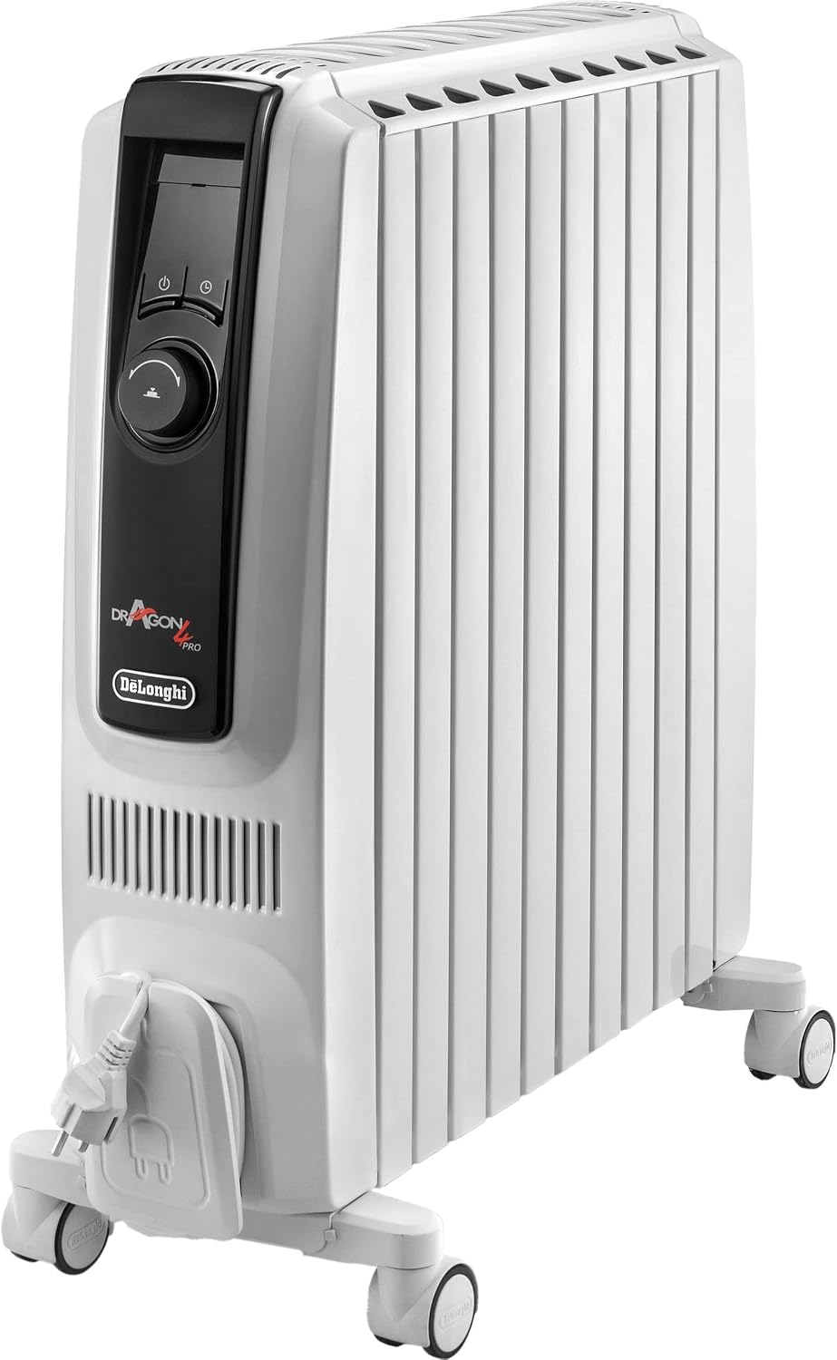 De'Longhi Dragon 4 Pro TRDX41025E Radiator, 24-h-Timer, klassischer Ölradiator mit 3 Leistungsstufen, Frostschutz- und Eco-Funktion, 2500 Watt, Weiß