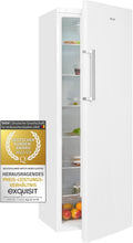 Exquisit KS350-V-H-040E Kühlschrank weiss, Kühlschrank ohne Gefrierfach freistehend 331 L Volumen, Türanschlag wechselbar, LED, Gemüsefach