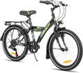 HILAND 20 24 Zoll Kinderfahrrad Mountainbike mit 6 Gang Schaltung, Schwarz/Weiß Fahrrad, MTB für Kinder Jungen Mädchen mit Ständer